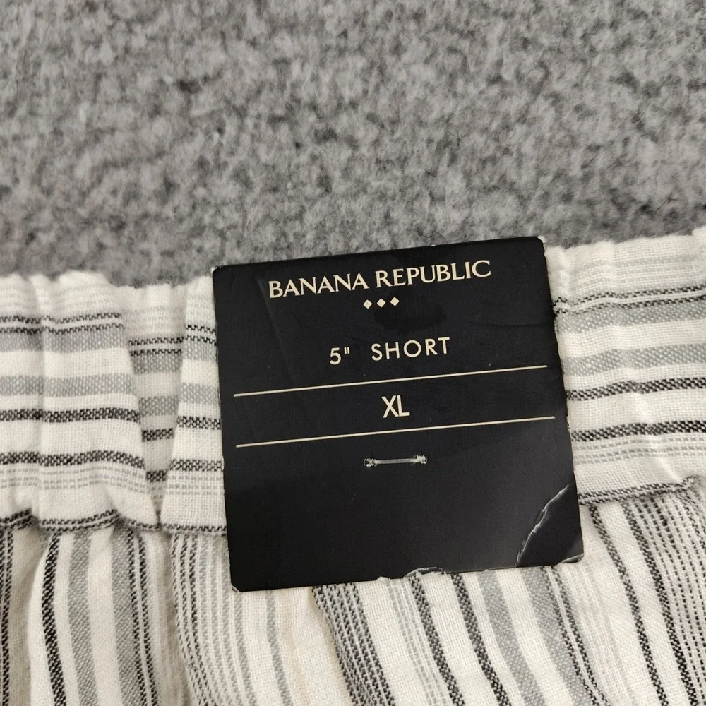 Banana Republic Linen Blend Shorts Sz XL 5 Inch Striped Pom Pom Lace Trim NWT